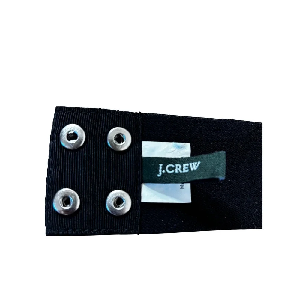 J. Crew Black Elastic Belt Embellished Flowers Rhinestones Snap Closure M L - Picture 4 of 8